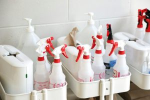 Cleaning product spray bottles
