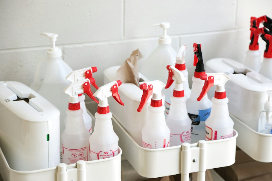 Cleaning product spray bottles
