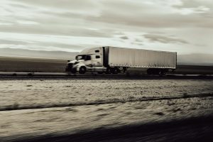 Truck and trailer on a highway